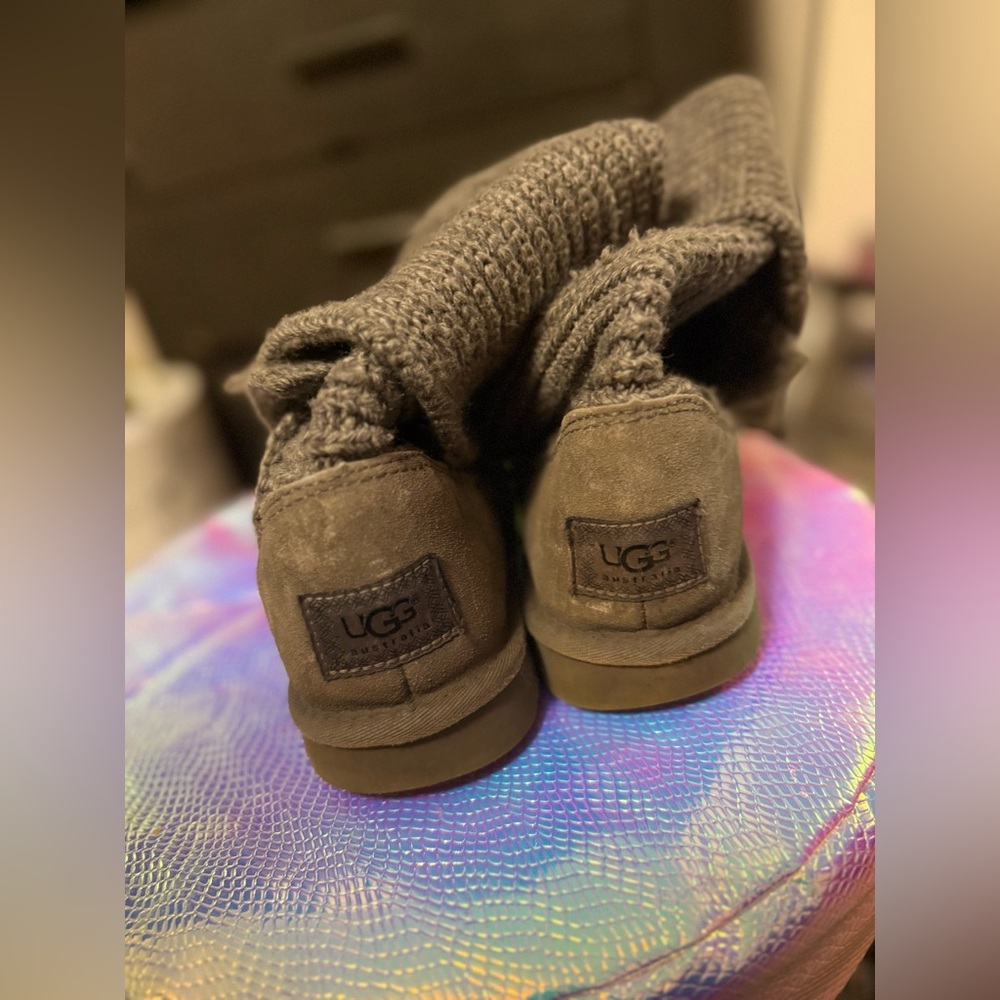 UGG Grey Famous Knit Boots - Picture 11 of 13